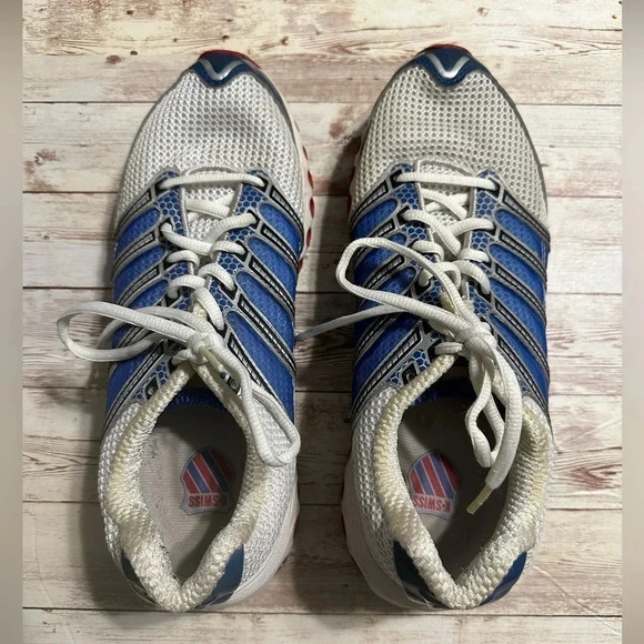 K-Swiss Men's Running Sneakers Size 9.5 White Blue Red - Picture 3 of 8